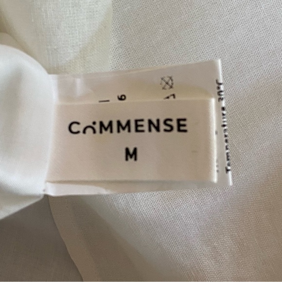 Commense One Shoulder Mini Dress Coastal Preppy Cocktail White Cotton Linen Sz M - Picture 7 of 8